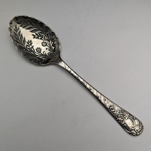 英国アンティーク カットガラス ジャムポット シルバープレート製蓋&スプーン